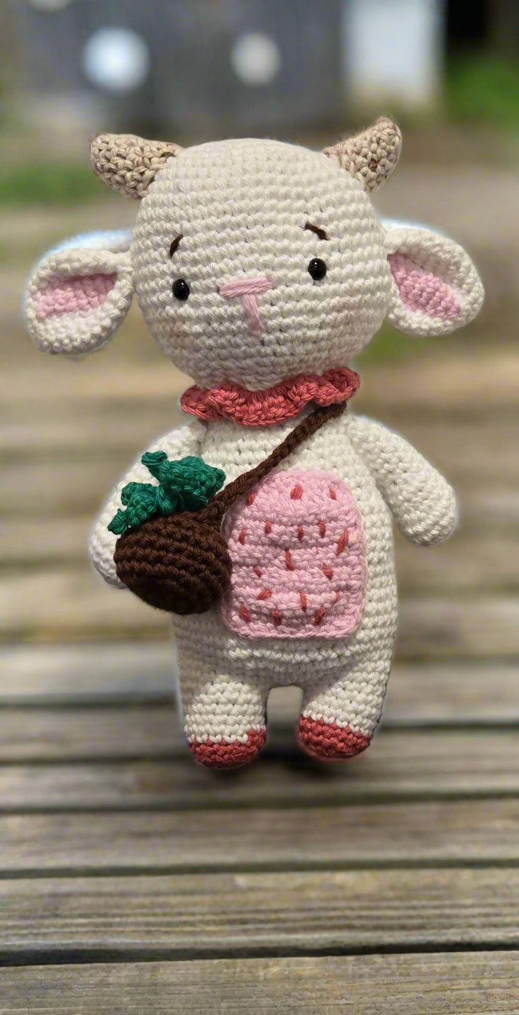 White goat with bag plushie